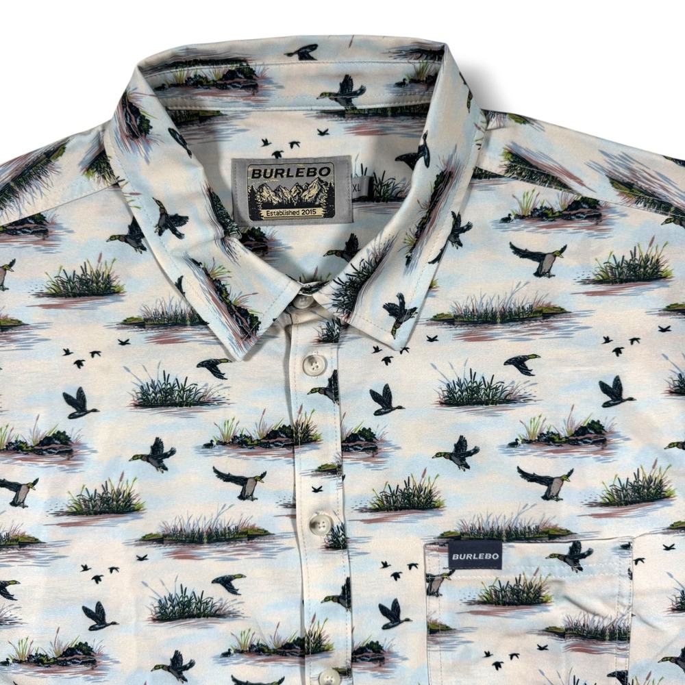 Burlebo Button Down Shirt Mens XL Duck Marsh Performance Short Sleeve